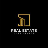 JO initial monogram logo for real estate design with creative square image vector