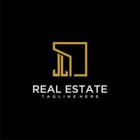 JL initial monogram logo for real estate design with creative square image vector