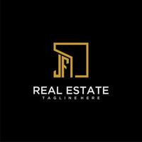 JF initial monogram logo for real estate design with creative square image vector