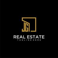 JG initial monogram logo for real estate design with creative square image vector