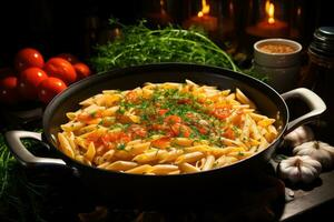 photos of pasta in brodo in indoor photo studio AI Generated