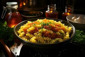 photos of pasta in brodo in indoor photo studio AI Generated