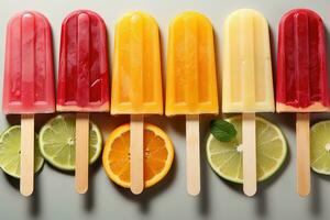 closeup of refreshing popsicles melting quickly AI Generated photo