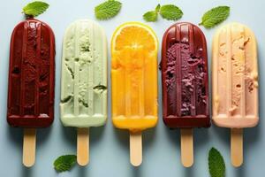 closeup of refreshing popsicles melting quickly AI Generated photo