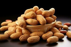 photos of peanuts in indoor photo studio AI Generated