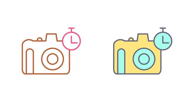 temporizador único en el icono de vector de cámara