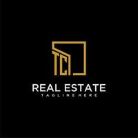 TC initial monogram logo for real estate design with creative square image vector