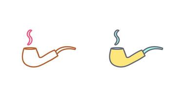 Unique Lit Smoking Pipe Vector Icon