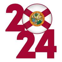 2024 banner with Florida state flag inside. Vector illustration.