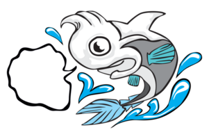 Artwork - Fish wearing a skull mask jumps from the water png