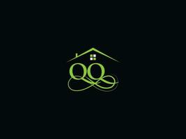 minimalista qq lujo casa logo, real inmuebles qq logo icono para edificio negocio vector