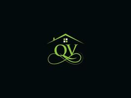 minimalista qv lujo casa logo, real inmuebles qv logo icono para edificio negocio vector