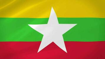 myanmar vinka flagga realistisk animering video