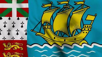 Saint-Pierre und Miquelon winken Flagge realistisch Animation Video