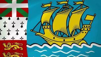 saint-pierre och miquelon vinka flagga realistisk animering video