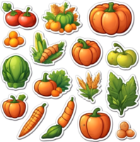 un conjunto de vegetales y frutas en ai generativo png