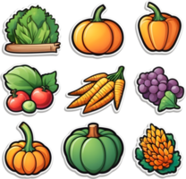 un conjunto de vegetales y frutas en ai generativo png