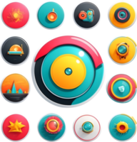 a set of colorful buttons and icons ai generative png