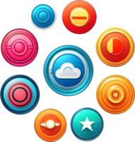 a set of colorful buttons and icons ai generative png