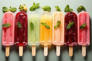 closeup of refreshing popsicles melting quickly AI Generated photo