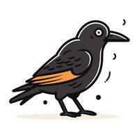 Crow on white background. Vector illustration of a black bird.