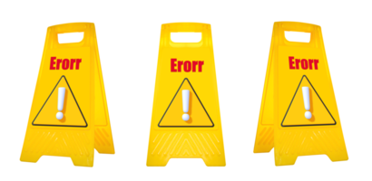 Mock up yellow warning sign with message Erorr with attention icon png