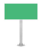 Mockup pole road sign with green billboard png