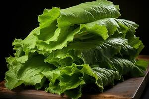 photos of lettuce ready to serve in indoor studio AI Generated