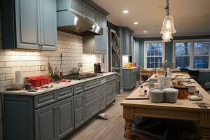 kitchen renovation process repair construction AI Generated photo