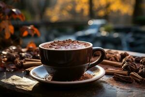 photos of hot chocolate in indoor photo studio AI Generated