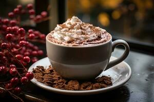 photos of hot chocolate in indoor photo studio AI Generated