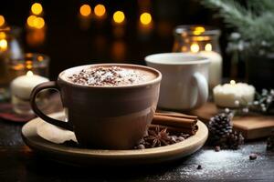 photos of hot chocolate in indoor photo studio AI Generated