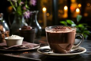 photos of hot chocolate in indoor photo studio AI Generated