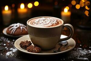 photos of hot chocolate in indoor photo studio AI Generated