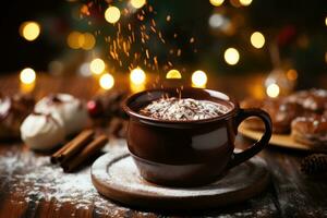 photos of hot chocolate in indoor photo studio AI Generated