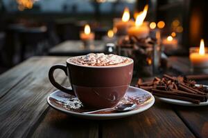 photos of hot chocolate in indoor photo studio AI Generated