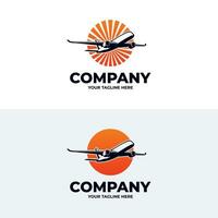 Silhouette of plane logo design template vector