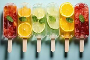 closeup of refreshing popsicles melting quickly AI Generated photo