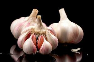 photos of garlic in indoor photo studio AI Generated