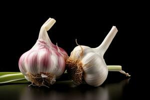 photos of garlic in indoor photo studio AI Generated