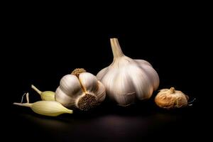 photos of garlic in indoor photo studio AI Generated