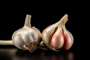 photos of garlic in indoor photo studio AI Generated