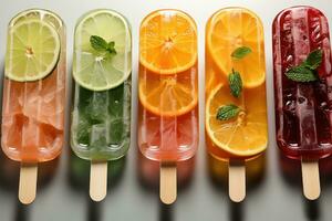 closeup of refreshing popsicles melting quickly AI Generated photo