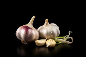 photos of garlic in indoor photo studio AI Generated