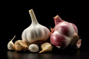 photos of garlic in indoor photo studio AI Generated