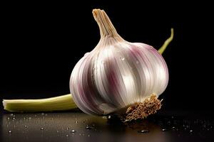 photos of garlic in indoor photo studio AI Generated