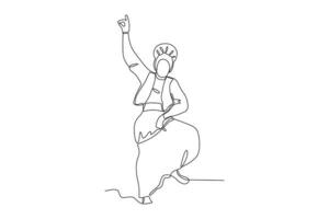 A woman danced excitedly vector