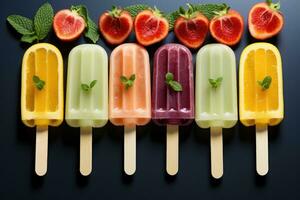 de cerca de refrescante Paletas de hielo derritiendo con rapidez ai generado foto