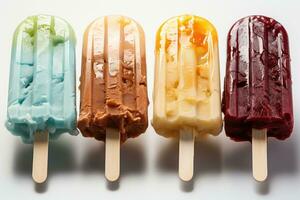 closeup of refreshing popsicles melting quickly AI Generated photo