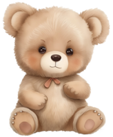 Cute teddy bear illustration. AI Generative png